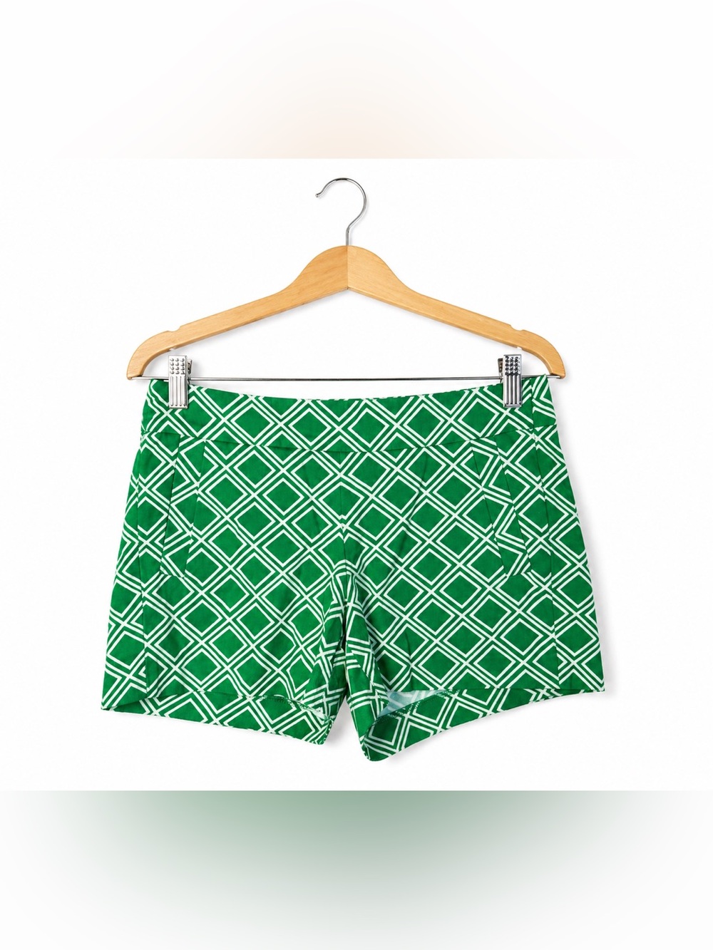 J. Crew Green Geometric Print Shorts Size 4 Classic Preppy Timeless Clean Girl